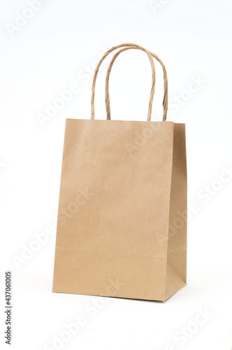 Paper bag isolated on white.