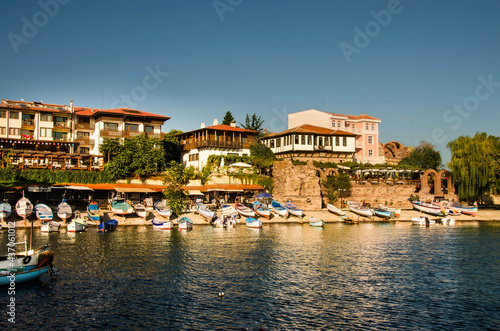 Port of Nessebar, ancient city on sea coast of Bulgaria