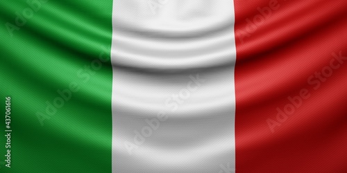 Hanging wavy national flag of Italy with texture. 3d render.