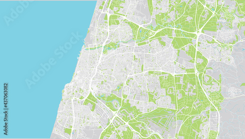 Urban vector city map of Tel Aviv, Israel, middle east