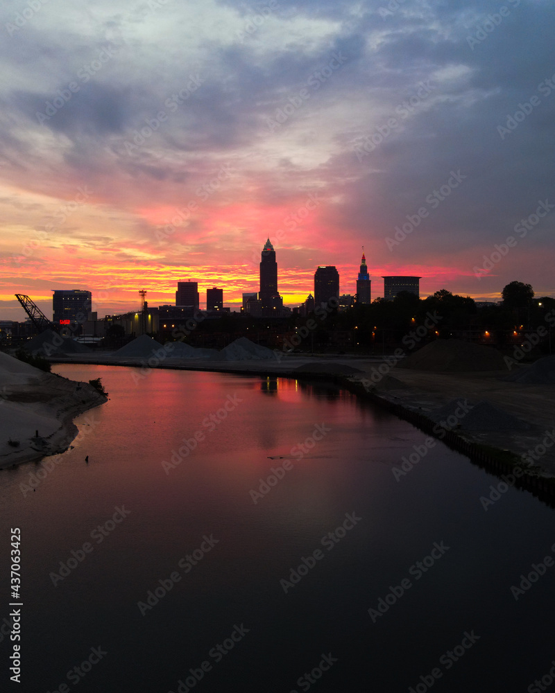 Cleveland Ohio Sunrise over Cuyahoga River