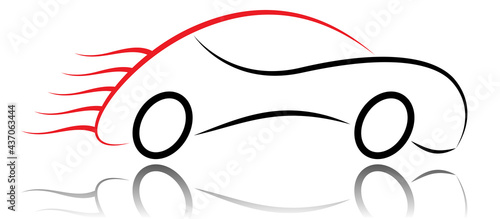 Futuristic car silhouette vector design. Futuristic vehicle illustration in motion. Speed symbol graphics to use in transportation, automotive, car sale business, automotive, driving school sign. 