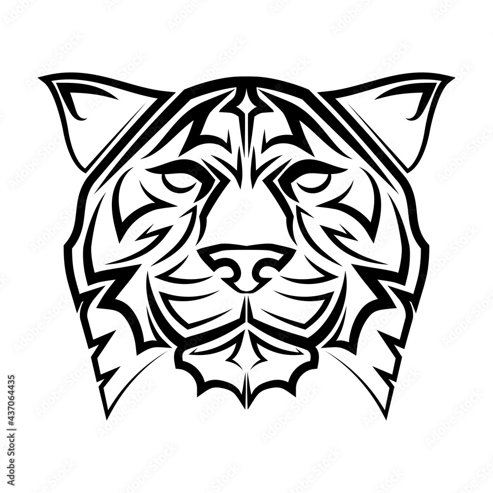 Obraz premium Black and white line art of tiger head Good use for symbol mascot icon avatar tattoo T Shirt design logo or any design