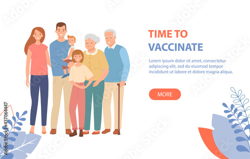 Family vaccination concept for COVID-19, or influenza.
