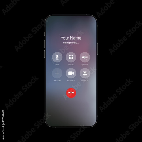 Calling Screen Interface. Mobile Call on Smartphone Template. Vector illustration