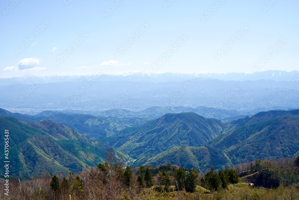 The view of mountains in Nagano in May.