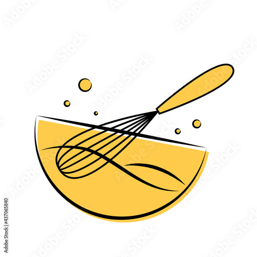 Bakery logo design. Bakery sign vector. Whisk logo design.