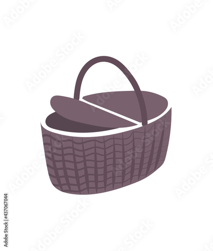Vector image of a picnic basket. Handmade. Summer bag