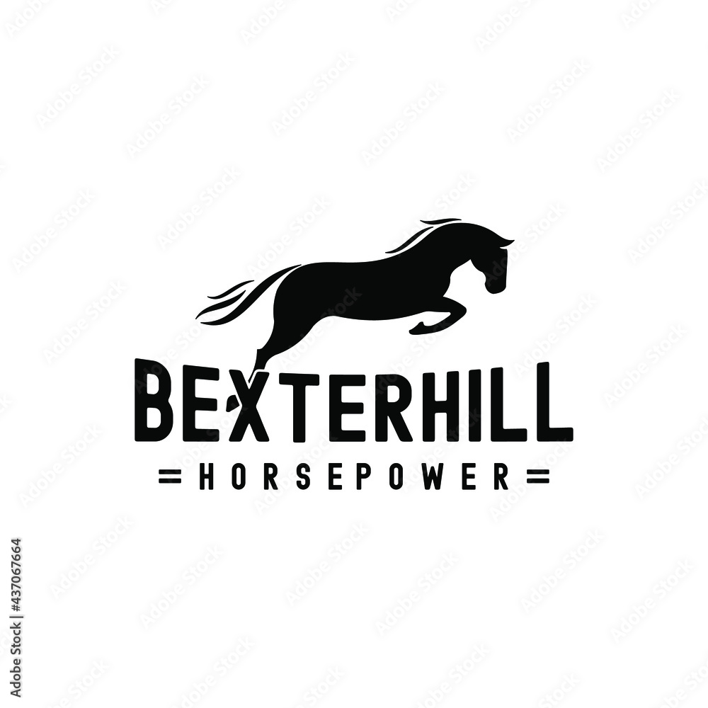 Bexter Hill Running Horses Logo Tamplate