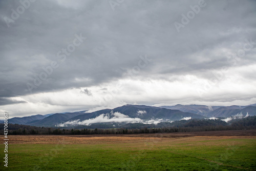 Great Smoky Mountains National Park on a cloudy day in the early spring