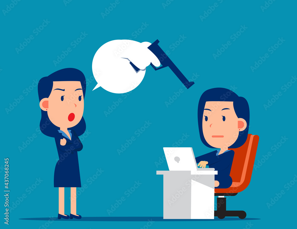 The Gun pointed his head to worker. Violence and crime