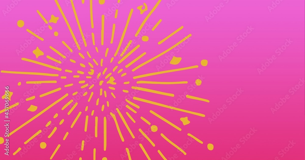 Composition of fireworks with copy space on pink background Composition of fireworks with copy space on pink background