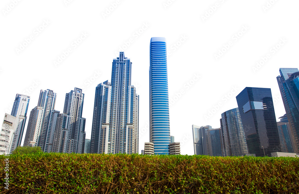 Obraz premium modern office buildings in city isolated on white background
