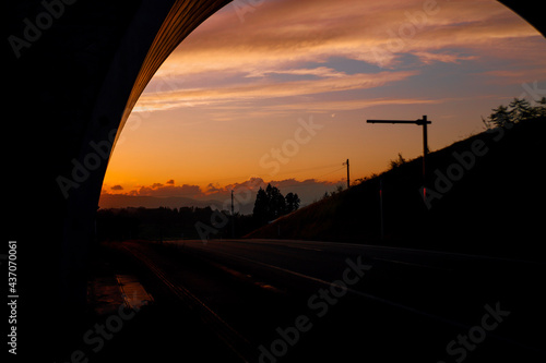 railway in sunset