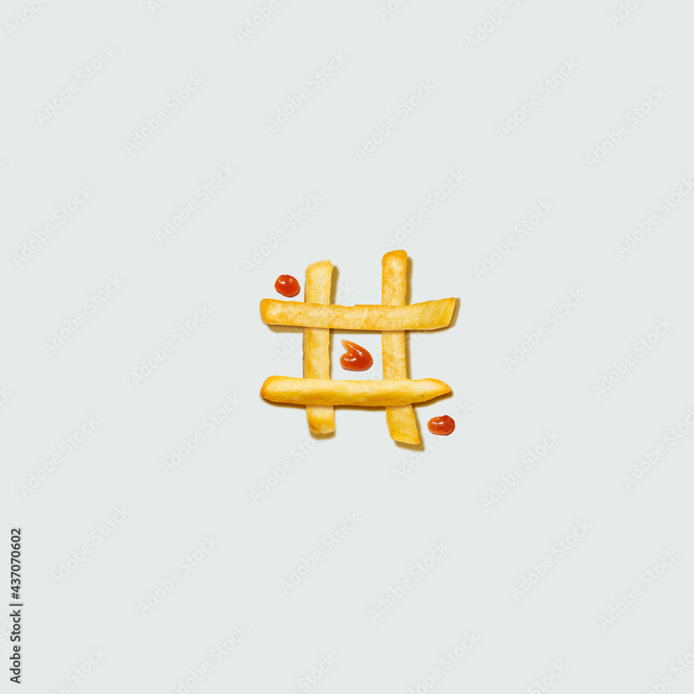 French fries and sauce on white background. Minimal concept French fries and sauce on white background. Minimal concept
