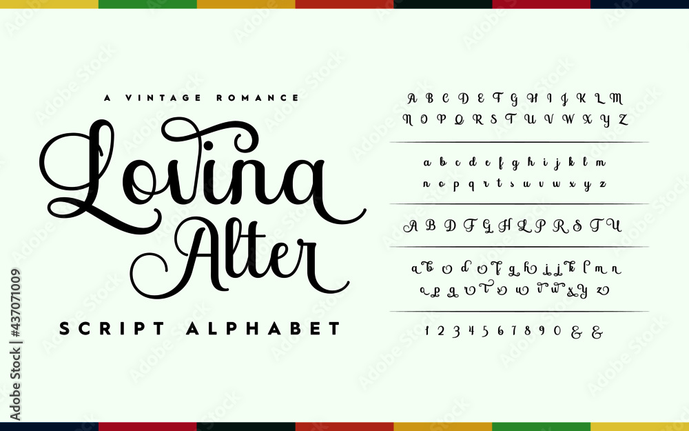 Alphabet typeface script style. Vector illustration fonts a to z and ...