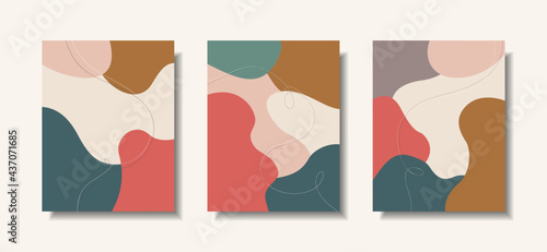 Set creative minimalist hand painted abstract square template background