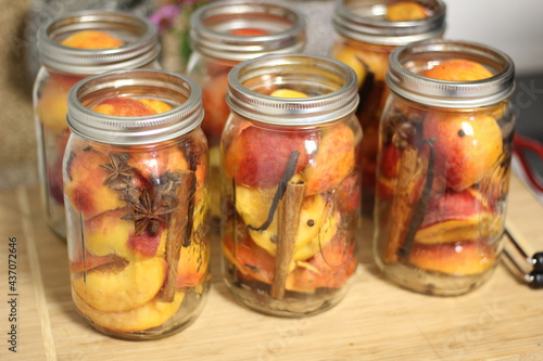 canned peaches and spices