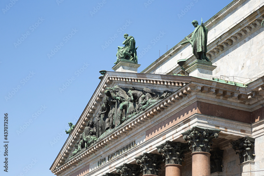 Pediment of Saint Isaac's Cathedral in St Petersburg, Russia