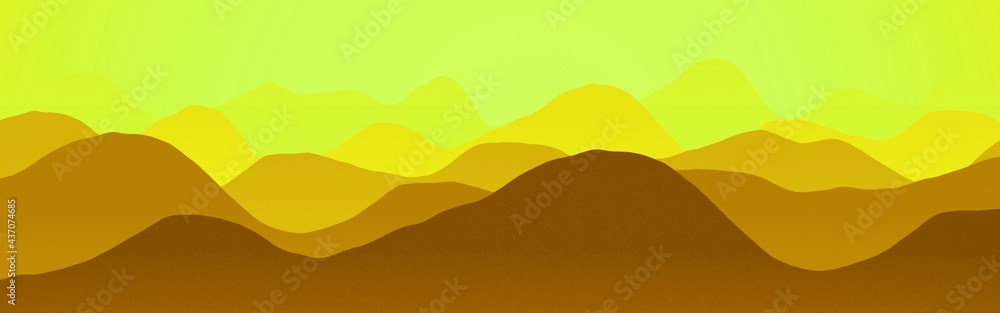 artistic hills slopes in the sun rising time digital art background illustration