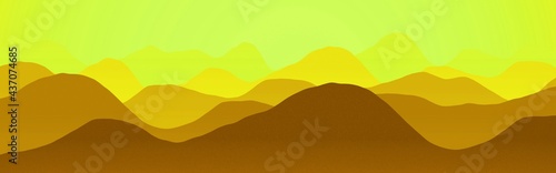 artistic hills slopes in the sun rising time digital art background illustration