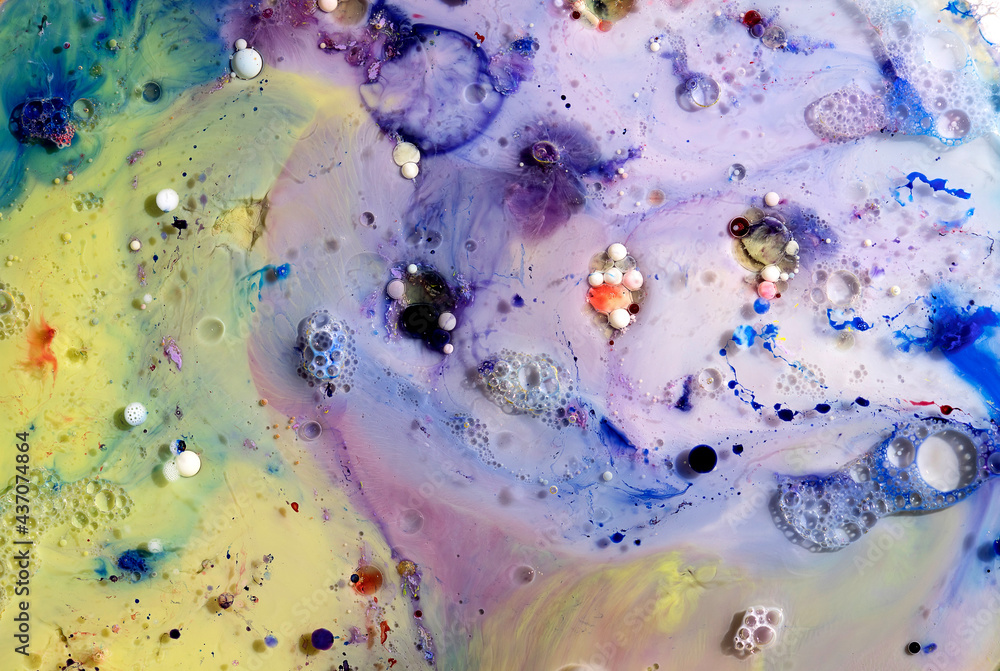 Oil bubbles on water abstract form in glass tank. Oil bubbles on water abstract form in glass tank.
