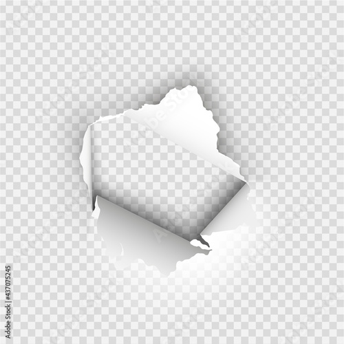 ragged Hole torn in ripped paper on transparent background