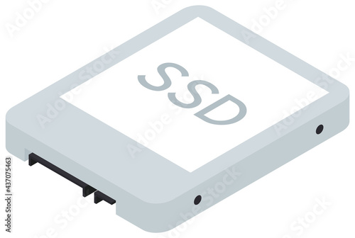 SSD isometric icon, Solid State Drive storage device. Information and data save equipment. Vector illustration isolated on white background