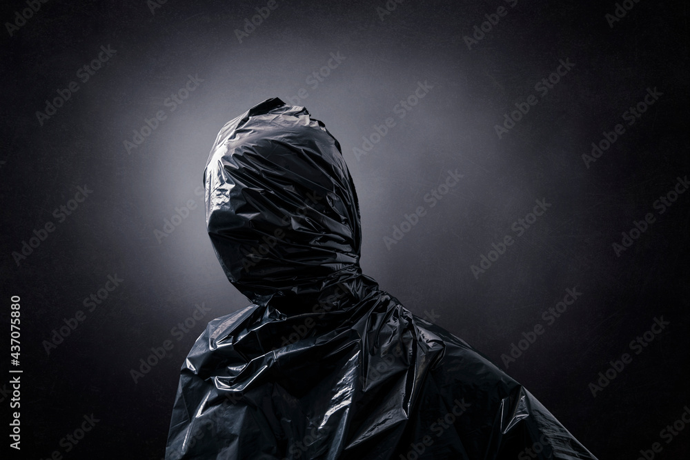Creepy figure over dark misty background Creepy figure over dark misty background
