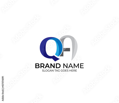 Modern QA Alphabet Blue Or Gray Colors Company Based Logo Design Concept