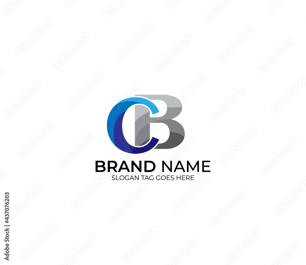 Modern CB Alphabet Blue Or Gray Colors Company Based Logo Design Concept