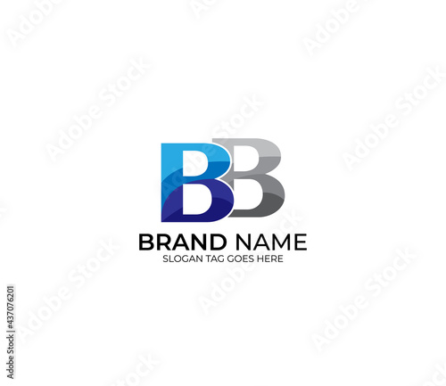 Modern BB Alphabet Blue Or Gray Colors Company Based Logo Design Concept