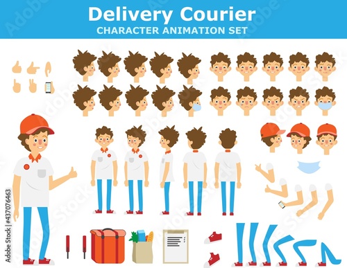 animation european character bundle delivery courrier for online shop or restaurant business