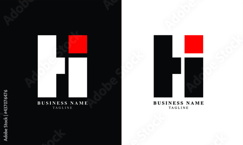 HI, IH, Abstract initial monogram letter alphabet logo design