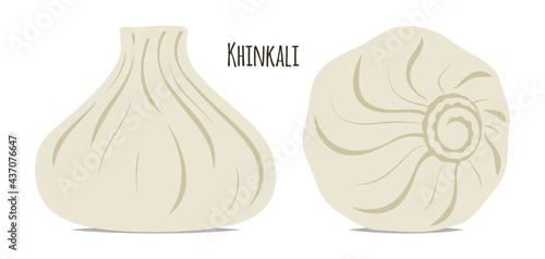 Khinkali vector illustration. Traditional Georgian dumpling, flat style drawing.