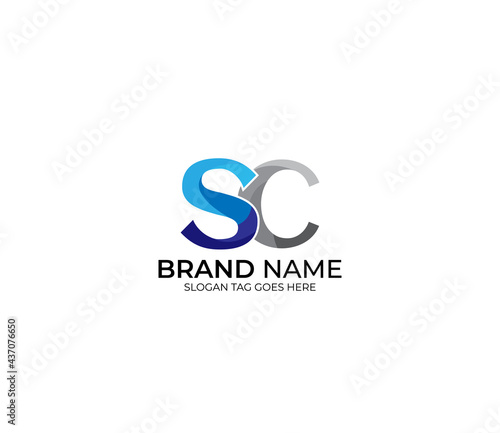 Modern SC Alphabet Blue Or Gray Colors Company Based Logo Design Concept