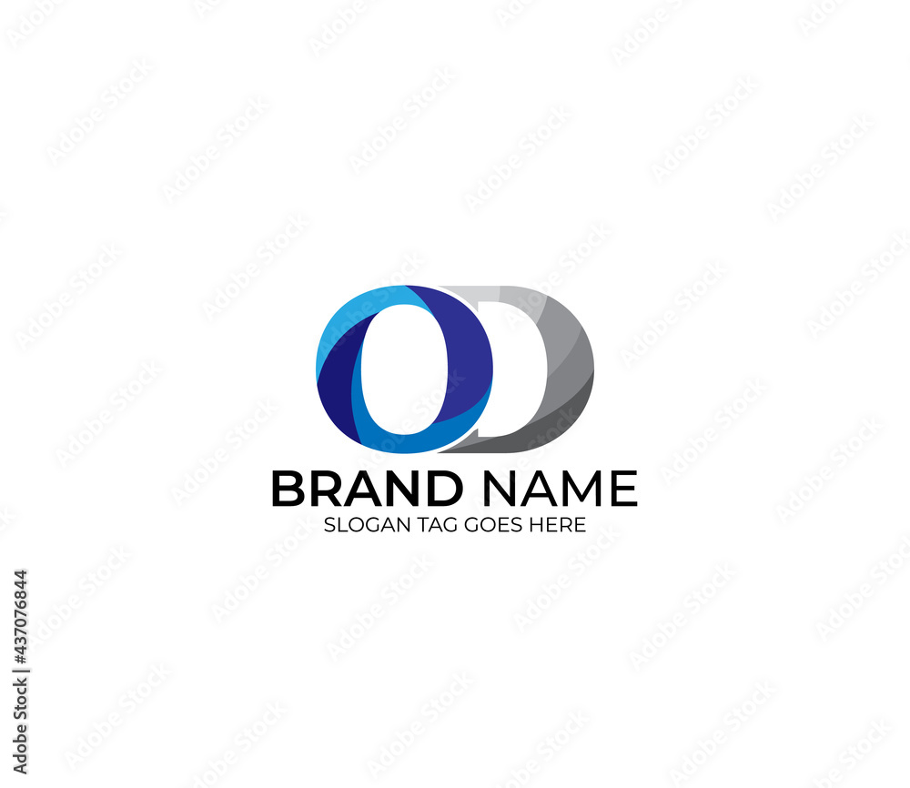 Modern OD Alphabet Blue Or Gray Colors Company Based Logo Design Concept
