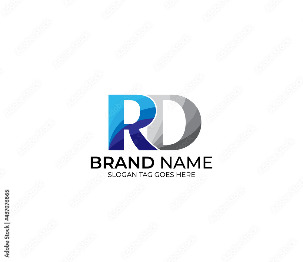 Modern RD Alphabet Blue Or Gray Colors Company Based Logo Design Concept