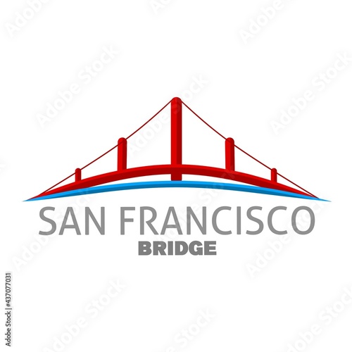 The san francisco bridge architecture is one of the landmarks in America. Ilustration bridge design icon logo.