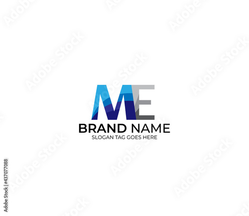 Modern ME Alphabet Blue Or Gray Colors Company Based Logo Design Concept