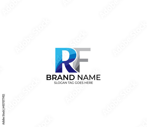 Fototapeta Naklejka Na Ścianę i Meble -  Modern RF Alphabet Blue Or Gray Colors Company Based Logo Design Concept