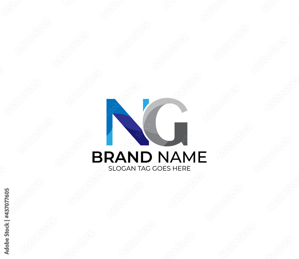 Modern NG Alphabet Blue Or Gray Colors Company Based Logo Design Concept