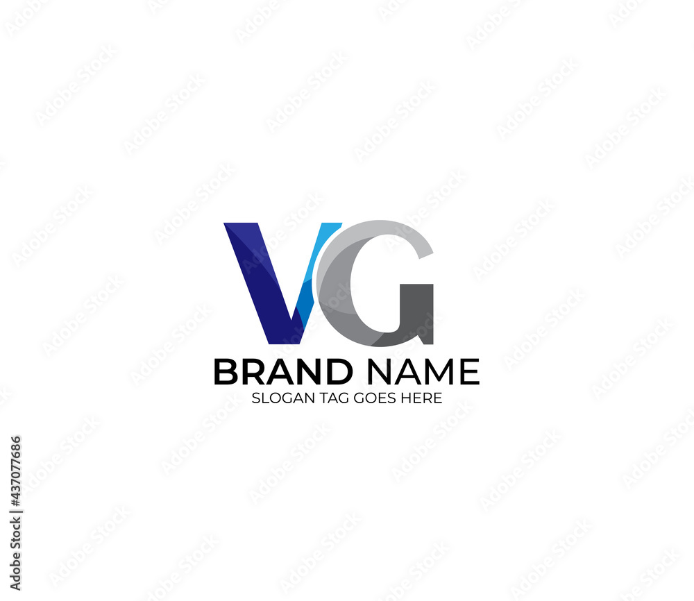 Modern VG Alphabet Blue Or Gray Colors Company Based Logo Design Concept
