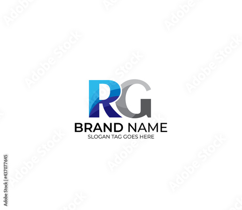 Modern RG Alphabet Blue Or Gray Colors Company Based Logo Design Concept