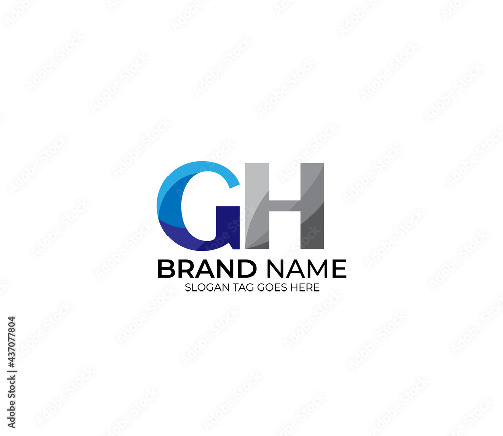 Modern GH Alphabet Blue Or Gray Colors Company Based Logo Design Concept