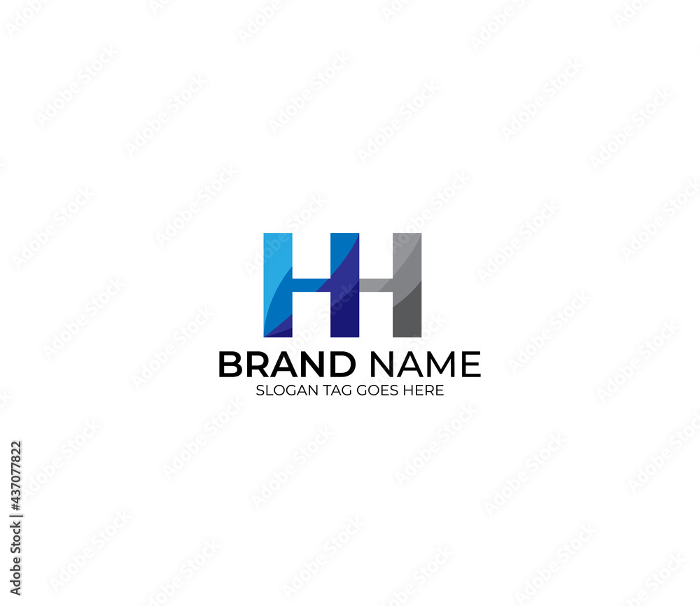 Modern HH Alphabet Blue Or Gray Colors Company Based Logo Design Concept