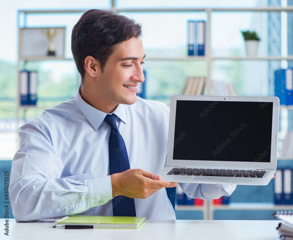 Sales agent working in travel agency Sales agent working in travel agency