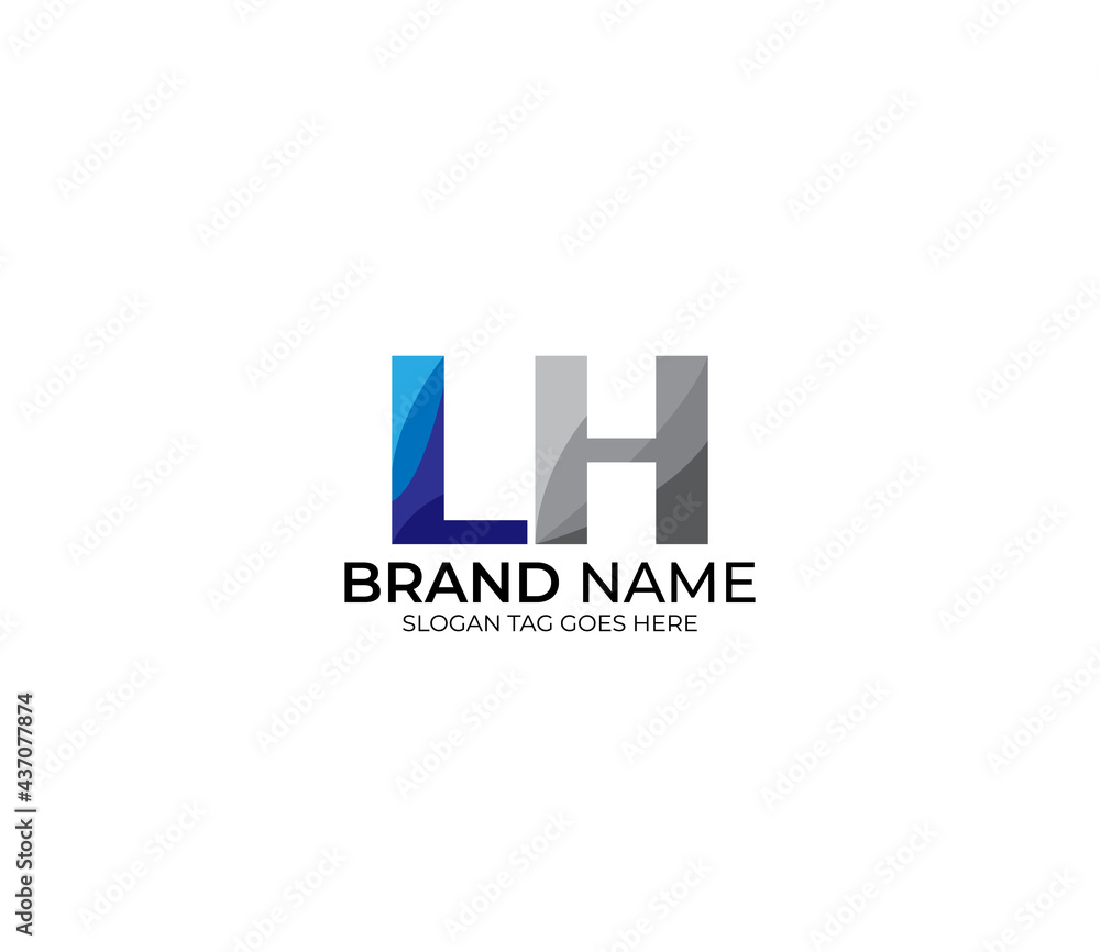 Fototapeta premium Modern LH Alphabet Blue Or Gray Colors Company Based Logo Design Concept