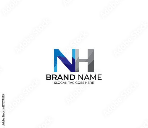 Free Download Modern NH Alphabet Blue Or Gray Colors Company Based Logo Design Concept - GFXLoad