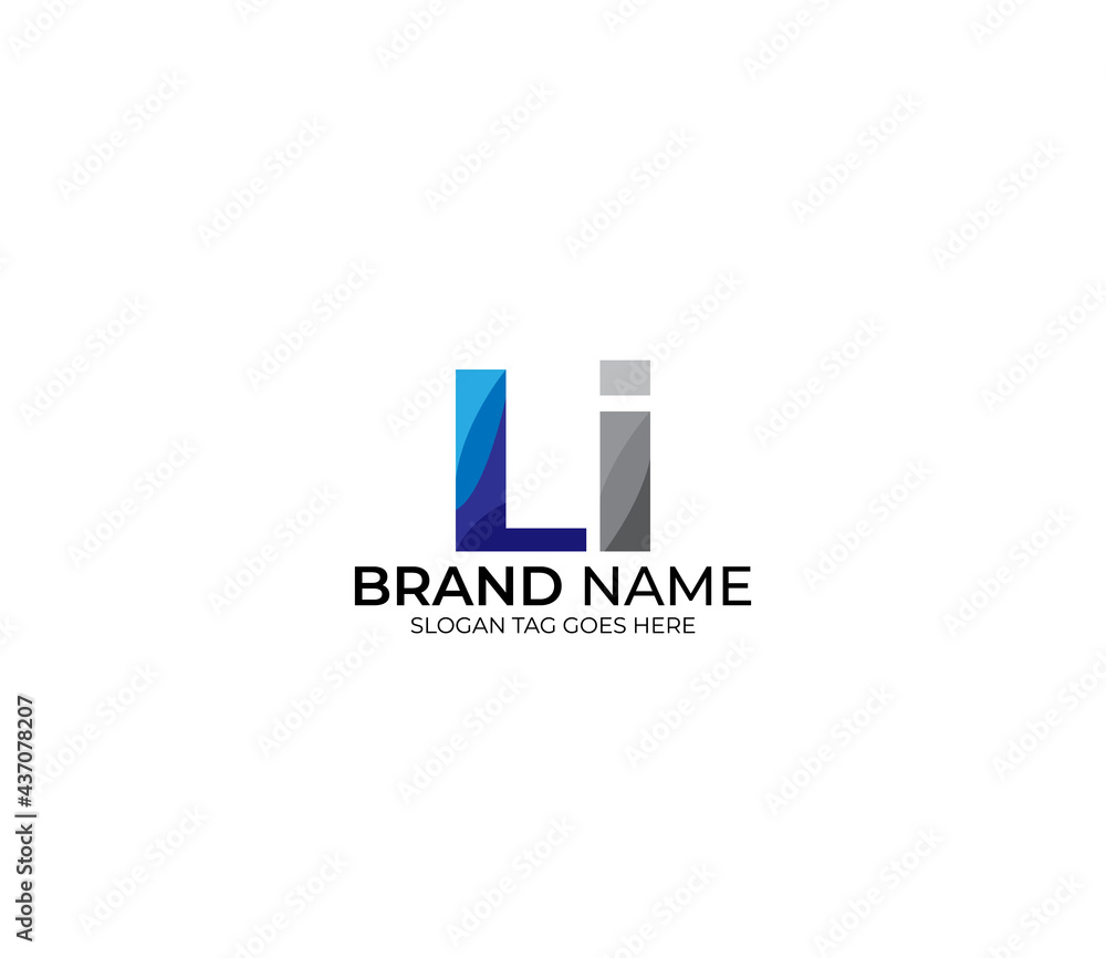 Modern LI Alphabet Blue Or Gray Colors Company Based Logo Design Concept - obrazy, fototapety, plakaty 